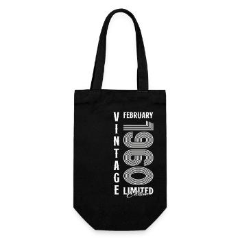 65th Birthday Gift Husband Original February 1960 - Gift Bag for Bottles - black - Front