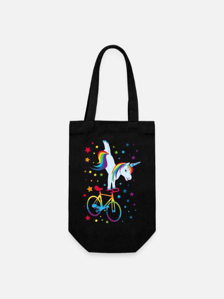 Kunstrad, Kunstradfahren, Hallenradsport, Einhorn - Geschenkbeutel für Flaschen - Schwarz