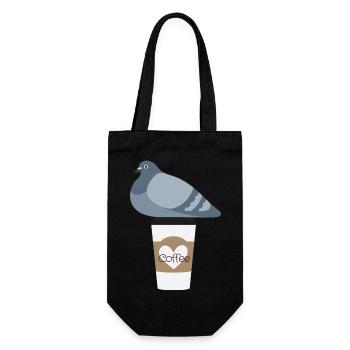 Coffee Love Pigeon Friend - Geschenkbeutel für Flaschen - Schwarz - Vorne