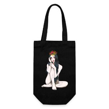 Blumenkind Fantasy sexy Girl nackte Frau Elfe - Geschenkbeutel für Flaschen - Schwarz - Vorne