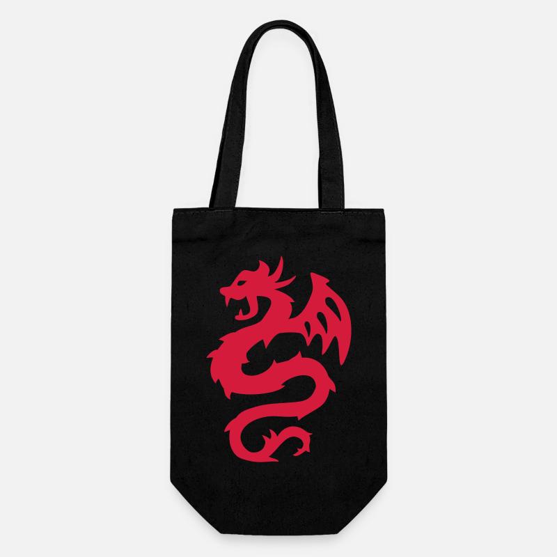 Fire Dragon Silhouette Print - Gift Bag for Bottles - black