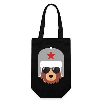 Russischer Bär, Russland, Putin, - Geschenkbeutel für Flaschen - Schwarz - Vorne