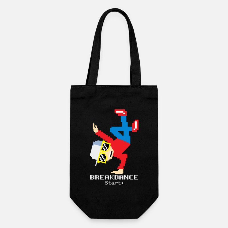 Pixel Breakdance B-Boy | Hip Hop rétro 8-bit - Sac à bouteille - noir