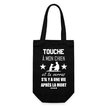 Touche à mon chien t-shirt humour cadeau - Sac à bouteille - noir - Devant