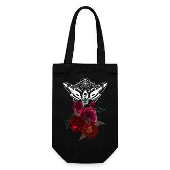 Geometric Moth Over Rose Bouquet - Gift Bag for Bottles - black - Front