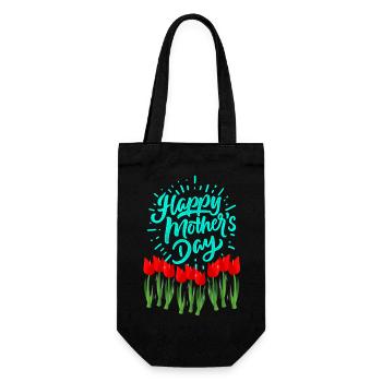 Bright Mother's Day Tulips - Gift Bag for Bottles - black - Front