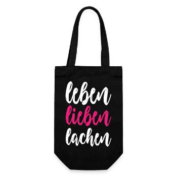 leben lieben lachen - Geschenkbeutel für Flaschen - Schwarz - Vorne