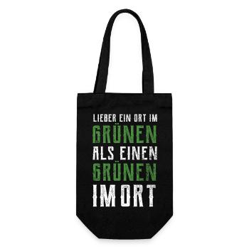 Lieber ein Ort im Grünen - Grüne nein Danke! - Geschenkbeutel für Flaschen - Schwarz - Vorne