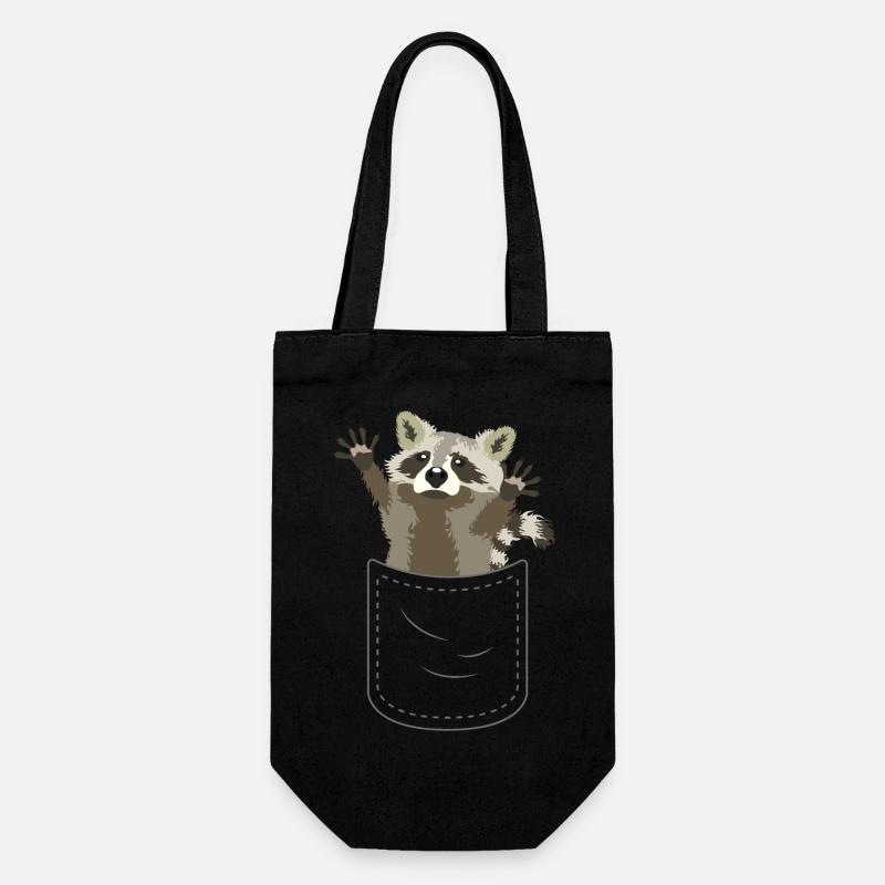 niedlicher Waschbär Brusttasche Tasche - Geschenkbeutel für Flaschen - Schwarz