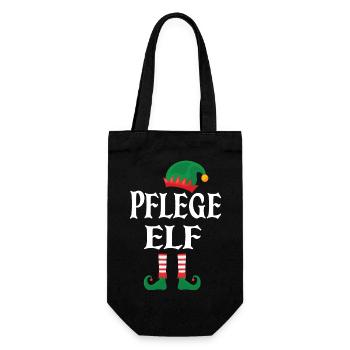 Weihnachts Pflege Elf - Geschenkbeutel für Flaschen - Schwarz - Vorne