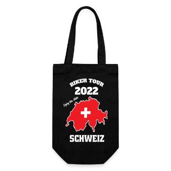 Biker Tour 2022 Schweiz, Reise Zubehör, Motorrad - Geschenkbeutel für Flaschen - Schwarz - Vorne