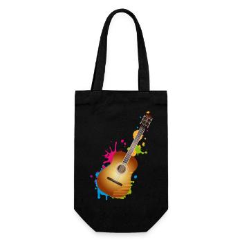 schönes buntes Akustik Gitarren Graffiti - Geschenkbeutel für Flaschen - Schwarz - Vorne