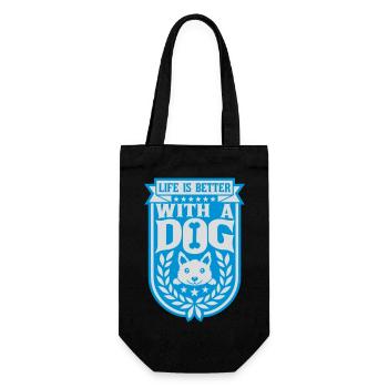 better with a dog - Gift Bag for Bottles - black - Front