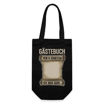14. Geburtstag Gästebuch - Geschenkbeutel für Flaschen - Schwarz - Vorne