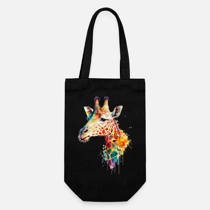 Giraffe - Geschenkbeutel für Flaschen - Schwarz