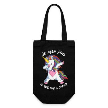 Je M'en Fous Je suis Une Licorne - Sac à bouteille - noir - Devant