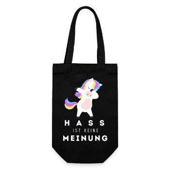 Einhorn Hass ist keine Meinung PWBT - Geschenkbeutel für Flaschen - Schwarz - Vorne