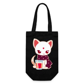 Monu die kleine Katze - Geschenkbeutel für Flaschen - Schwarz - Vorne