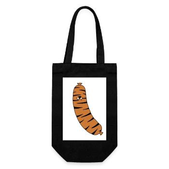 Tyson, the tiny tiger wiener sassy sausage - Geschenkbeutel für Flaschen - Schwarz - Vorne