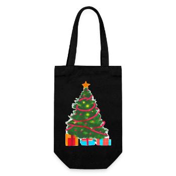 Weihnachten Geschenk Tannenbaum Weihnachtsbaum - Geschenkbeutel für Flaschen - Schwarz - Vorne