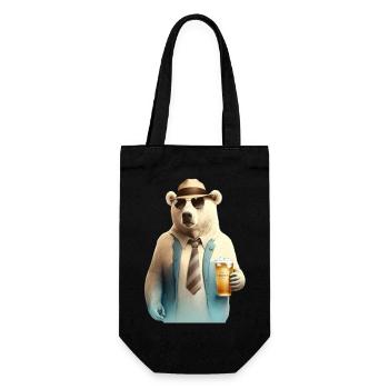 Ours polaire cool avec lunettes de soleil et bière - Sac à bouteille - noir - Devant