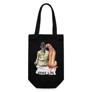 Fille aux cheveux noirs avec chien de chasse Chiens Vie - Sac à bouteille - noir - Devant