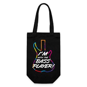 I'M WITH THE BASS LOGO - WHITE TEXT & COLOUR LOGO - Gift Bag for Bottles - black - Front
