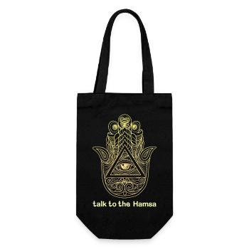 Hamsa Eye Symbol Hand Yoga Buddhism Hindu - Gift Bag for Bottles - black - Front