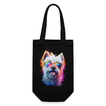 Yorkshire Terrier chien avec lunettes - Sac à bouteille - noir - Devant