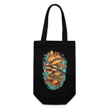 Burger Monster Design - Geschenkbeutel für Flaschen - Schwarz - Vorne