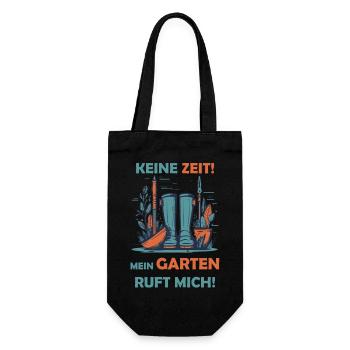 Keine Zeit! Mein Garten ruft mich! - Geschenkbeutel für Flaschen - Schwarz - Vorne