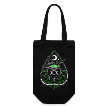 Green Witch Planchette Cauldron Witch Hat - Gift Bag for Bottles - black - Front