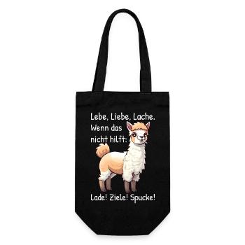 Lebe Liebe Lache wenn das nicht Alpaka Sprüche - Geschenkbeutel für Flaschen - Schwarz - Vorne