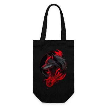 Fierce Red and Black Wolf Head - Gift Bag for Bottles - black - Front
