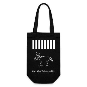 über färt zebrastreifen, Pferd mit Rädern, Verkehr - Geschenkbeutel für Flaschen - Schwarz - Vorne