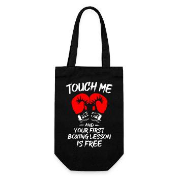 Touch Me and Your First Boxing Lesson is Free - Geschenkbeutel für Flaschen - Schwarz - Vorne