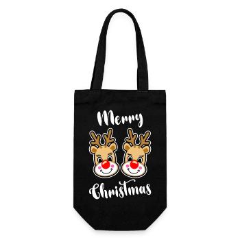 Frohe Weihnachten - Geschenkbeutel für Flaschen - Schwarz - Vorne