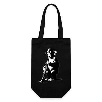 Monkey Orchestra Clarinet Street Art Banksy Style - Gift Bag for Bottles - black - Front