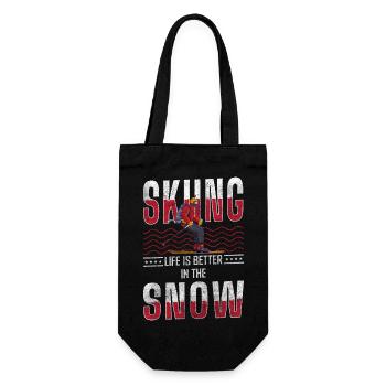 Skier, Ski, Snow - Gift Bag for Bottles - black - Front