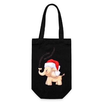 Fröhlicher Elefant zu Weihnachten - Geschenkbeutel für Flaschen - Schwarz - Vorne