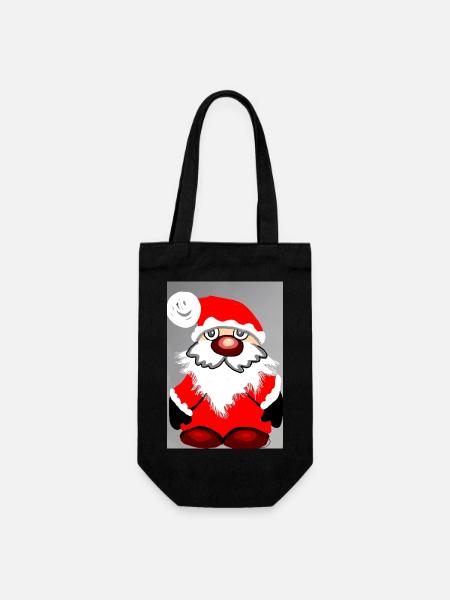 Weihnachtlicher Santa-Gnomes Druck - Geschenkbeutel für Flaschen - Schwarz