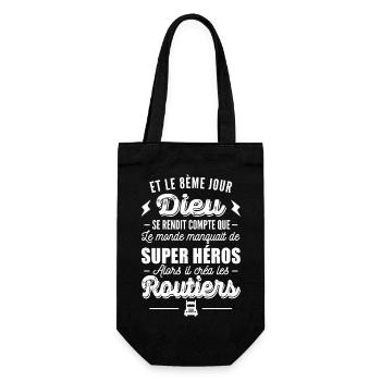 dieu créa les routiers / cadeau humour routier - Sac à bouteille - noir - Devant