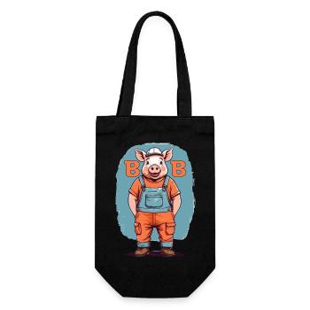 Bob das Bauschwein - Geschenkbeutel für Flaschen - Schwarz - Vorne