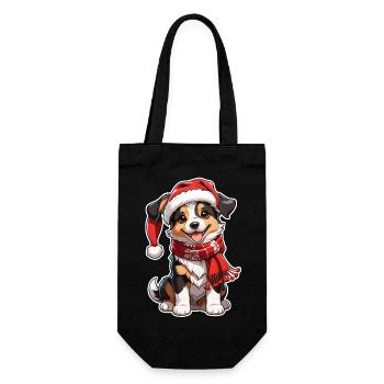 Dog with Christmas Hat - Gift Bag for Bottles - black - Front