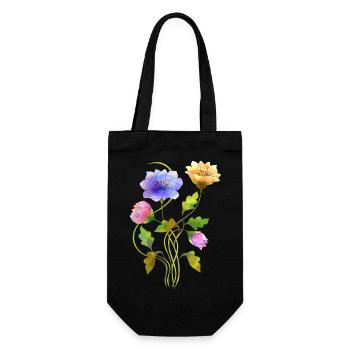 Flowers - Gift Bag for Bottles - black - Front