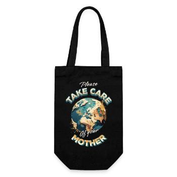 Care for mother earth - Gift Bag for Bottles - black - Front