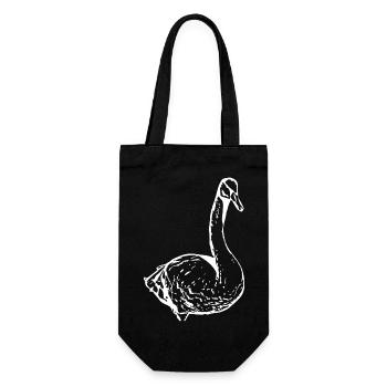 Cygne, Canard blanc, Oiseau, Oie - Sac à bouteille - noir - Devant