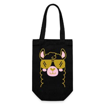 Lama Alpaka - Geschenkbeutel für Flaschen - Schwarz - Vorne
