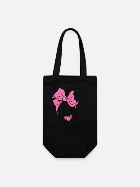 baby middlefinger pink - Geschenkbeutel für Flaschen - Schwarz
