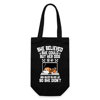 Sie glaubte, dass sie es könnte, aber ihr Hund schlief - Geschenkbeutel für Flaschen - Schwarz - Vorne